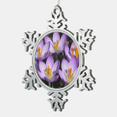 Sunny Paarse Crocuses Tin Sneeuwvlok Ornament (Rechts)