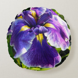 Sunny Paarse Iris Round Pillow Rond Kussen
