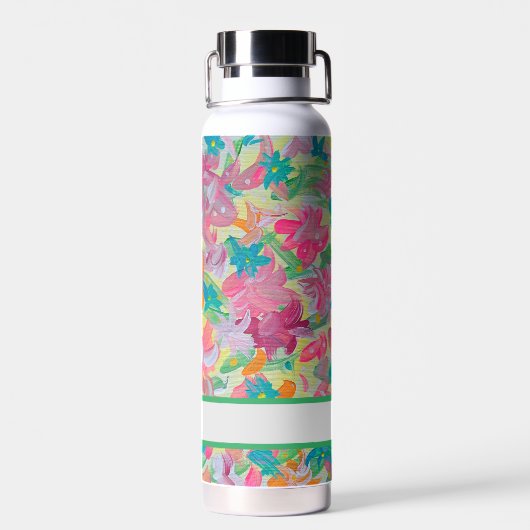 Sunny Pastel Bloemen Waterfles (Achterkant)