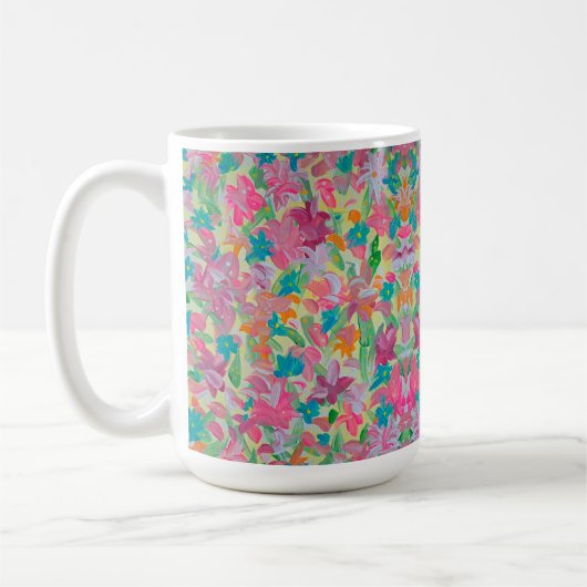 Sunny Pastel Floral Coffee Mok (Links)