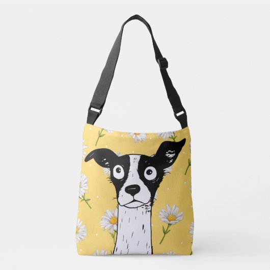 Sunny Paws Yellow Whimsical Floral Canvas tas (Voorkant)