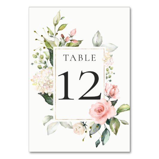 Sunny Peach Pink White Floral ingelijste tafel Kaa Kaart (Achterkant)