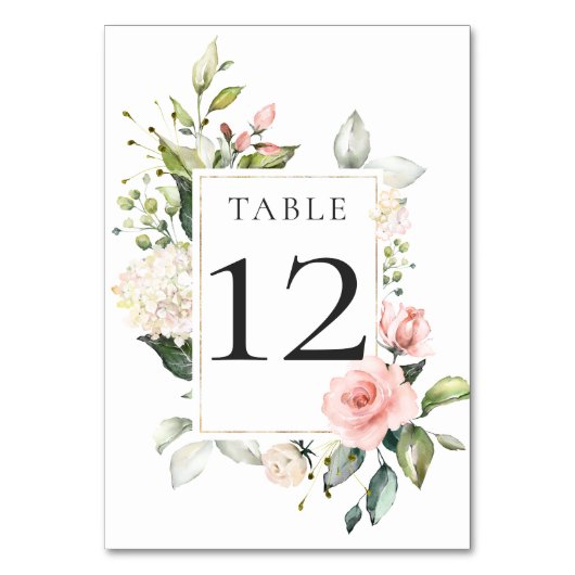 Sunny Peach Pink White Floral ingelijste tafel Kaa Kaart (Voorkant)