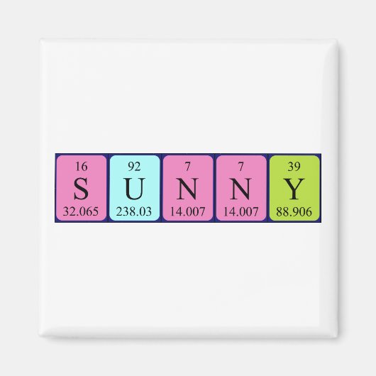 Sunny Periodigtable Name Magnet (Voorkant)