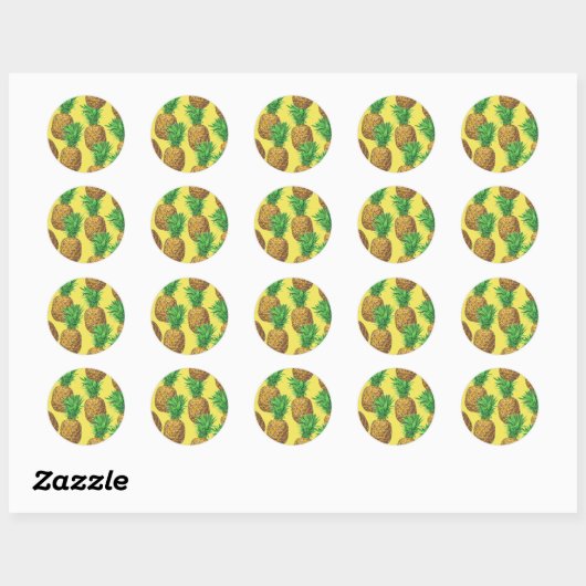 Sunny pineappels ronde sticker (Vel)