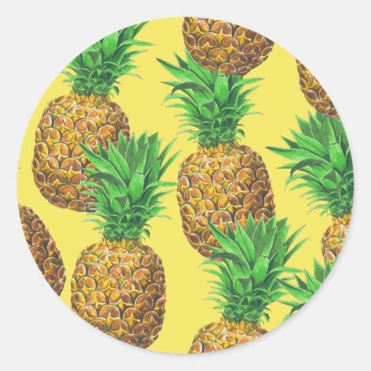 Sunny pineappels ronde sticker (Voorkant)