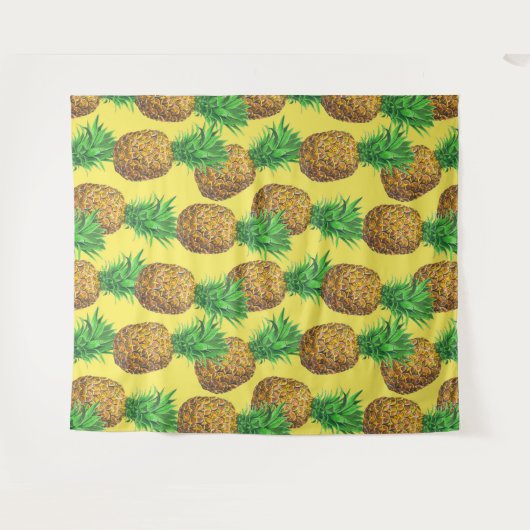 Sunny pineappels wandkleed (Voorkant (horizontaal))
