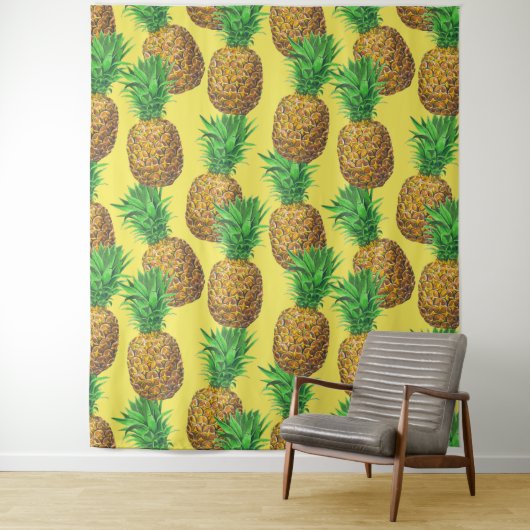Sunny pineappels wandkleed (In situ)