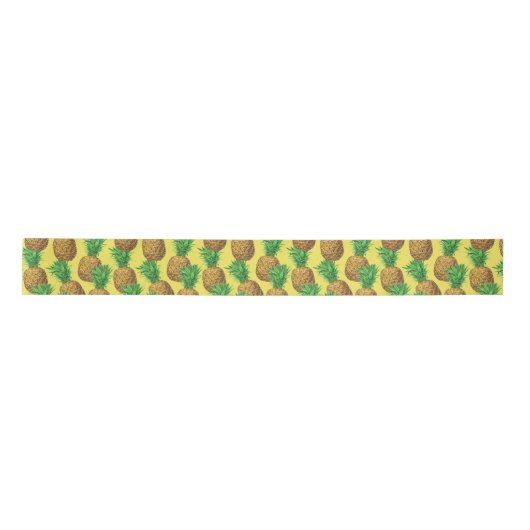 Sunny pineapples satin ribbon satijnen lint (Voorkant)