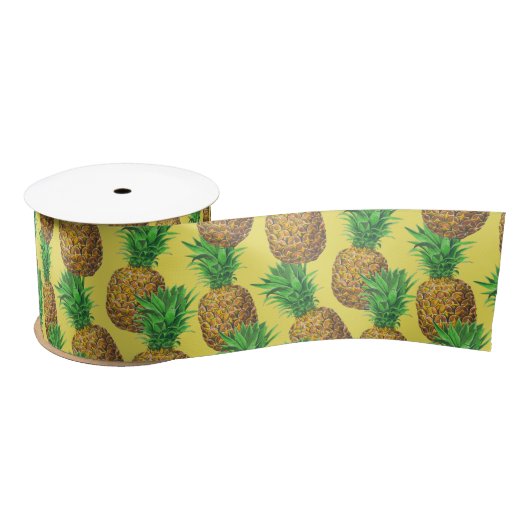 Sunny pineapples satin ribbon satijnen lint (Spoel)