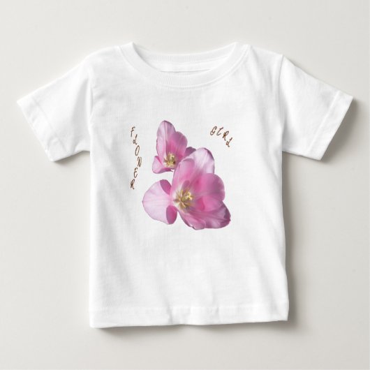 Sunny Pink Tulips Bloemenmeisje Ruffle T-shirt (Voorkant)