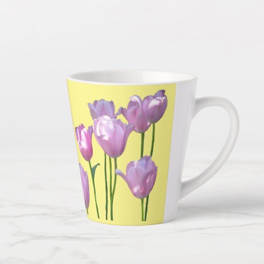 Sunny Pink Tulps Cust. BC gele latte Mok (Rechts)
