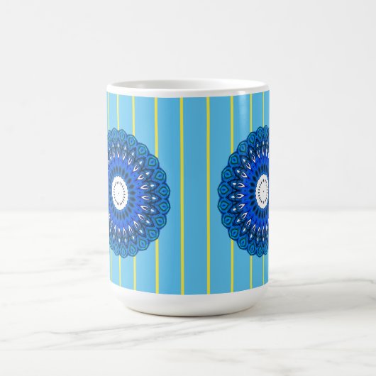 Sunny Pinstriped Turquoise and Blue Mandala Mok (Center)