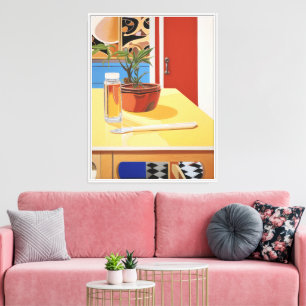Sunny Pop Art Potted Plant Stilleven Canvas Afdruk