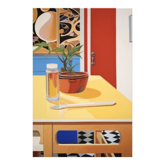 Sunny Pop Potted Plant Stilleven Foto Afdruk (Voorkant)