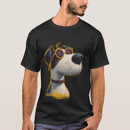 Sunny Pup — Retro Dog with Yellow Sunglasses  T-shirt (Voorkant)