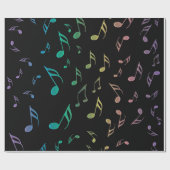 Sunny Rainbow Musical Notes Wrapping Paper Cadeaupapier (Vlak)