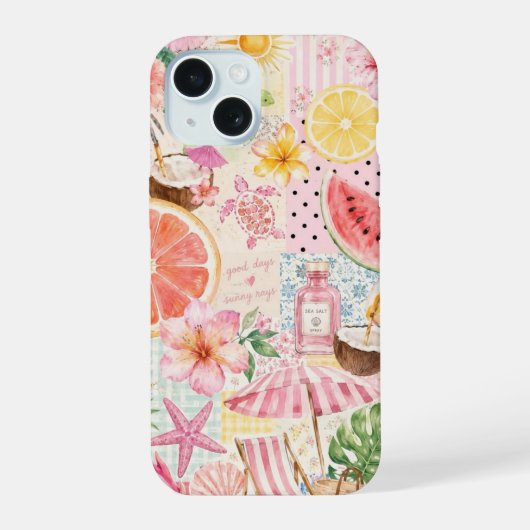 Sunny Rays Summer Aesthetic Collage iPhone 15 Case (Achterkant)
