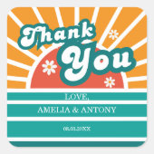 Sunny Retro Bedankt Baby shower Sticker voor Jonge (Voorkant)