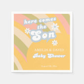 Sunny Retro Pastel Hier komt het Son Baby shower Servet (Voorkant)