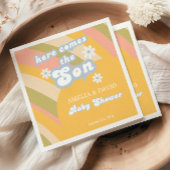 Sunny Retro Pastel Hier komt het Son Baby shower Servet