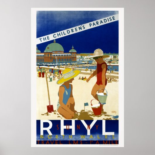 Sunny Rhyl North Wales 1935 Poster (Voorkant)