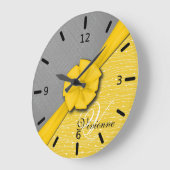 Sunny Ribbon, twee Tone Yellow Waves Grey Fabric Grote Klok (Hoek)