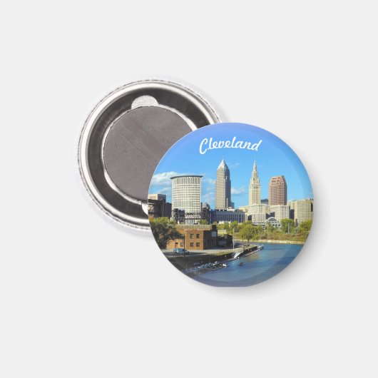 Sunny River Uitzicht Cleveland Magneet (Voorkant / Achterkant)