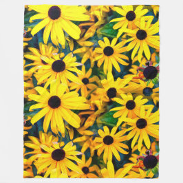 Sunny Rudbeckia Black-Eyed Susan Fleece Deken