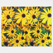Sunny Rudbeckia Black-Eyed Susan Fleece Deken (Voorkant (Horizontaal))