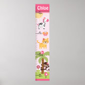 Sunny Safari Girl Animal Growth Chart Keep at 8x44 Poster (Voorkant)