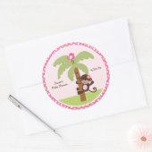 Sunny Safari Monkey Stickers/Cupcake Toppers Ronde Sticker (Envelop)
