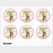 Sunny Safari Monkey Stickers/Cupcake Toppers Ronde Sticker (Vel)