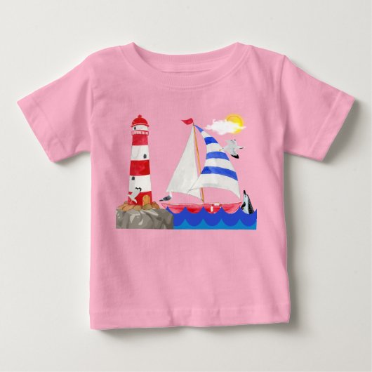 Sunny Sailing Ocean Adventure Sailboat Lighthouse (Voorkant)