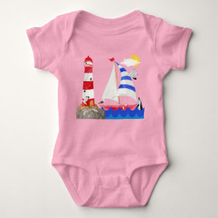 Sunny Sailing Ocean Adventure Sailboat Lighthouse Romper