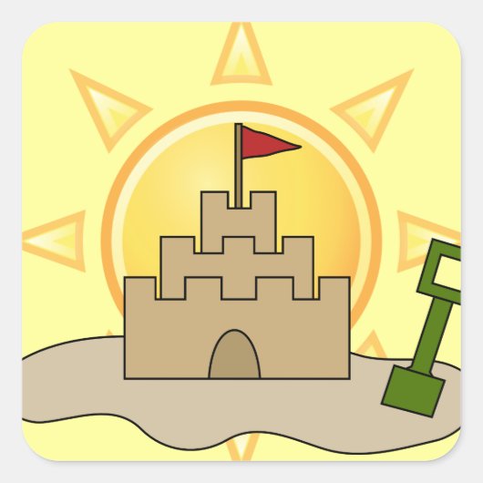 Sunny Sandcastle Vierkante Sticker (Voorkant)