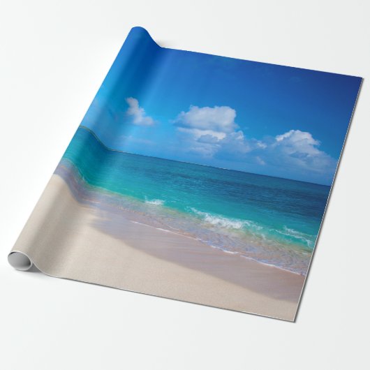 Sunny Sandy Tropical Island Beach Cadeaupapier (Uitgerold)