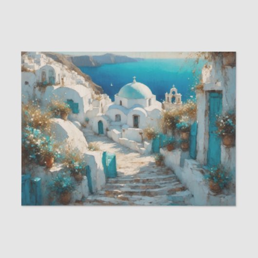 Sunny Santorini 2 Griekse Decoupage Papier (Voorkant)