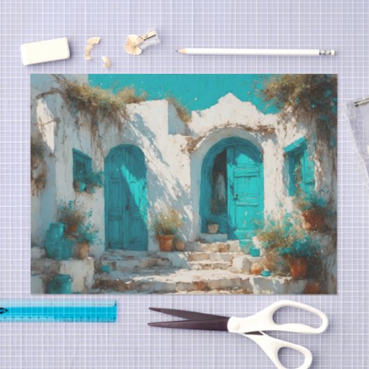 Sunny Santorini Vakantie Decoupage Papier (Craft)