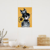 Sunny Schnauzer Sunflower Off-Leash Art™ Tekening Poster (Keuken)