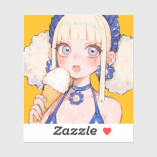 Sunny Scoop Anime Girl beroemd gemaakt door Vanill Sticker