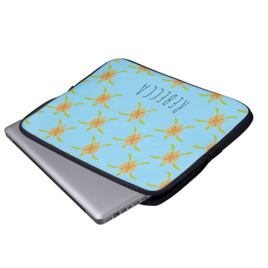 Sunny Sea Turtle Electronics Bag Laptop Sleeve (Voorkant onderkant)
