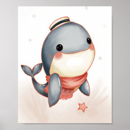Sunny Seas & Cozy Scarves – Whale Style Poster