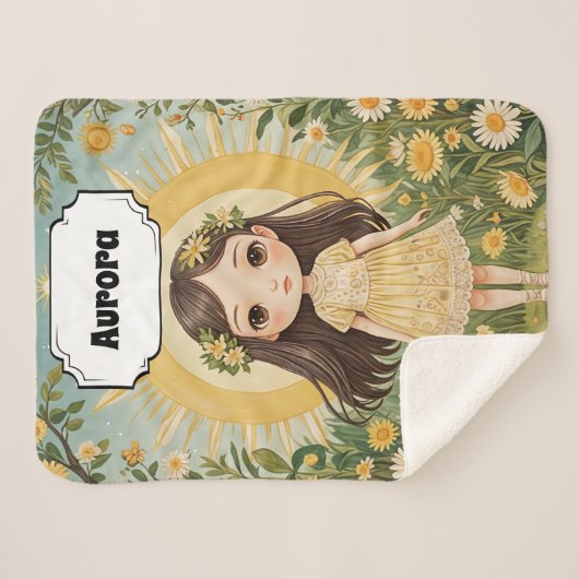 Sunny Serenade gepersonaliseerd Sherpa Deken (Voorkant (horizontaal))