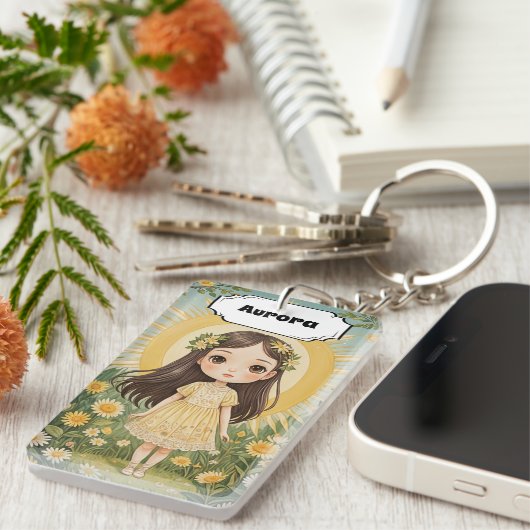 Sunny Serenade gepersonaliseerd Sleutelhanger (Voorkant Rechts)