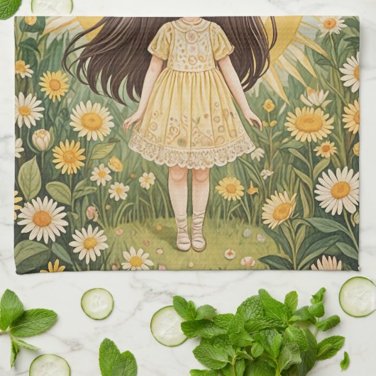 Sunny Serenade gepersonaliseerd Theedoek (Gevouwen)