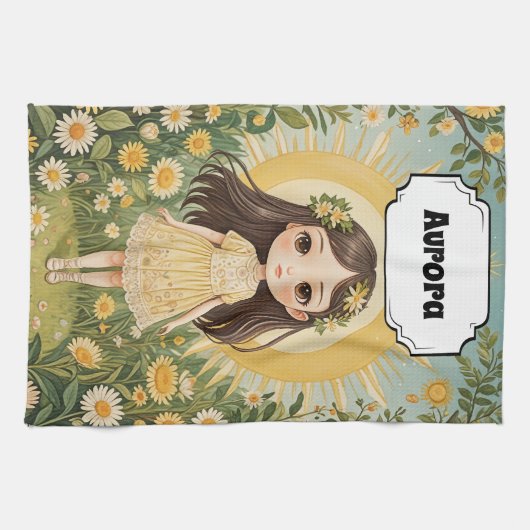 Sunny Serenade gepersonaliseerd Theedoek (Horizontaal)