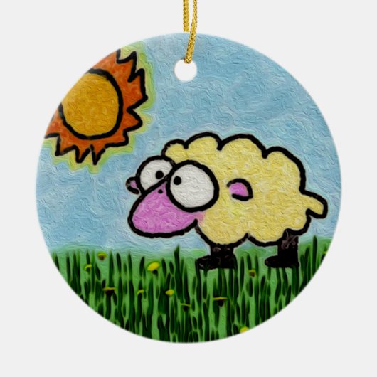 Sunny Sheep Keramisch Ornament (Voorkant)