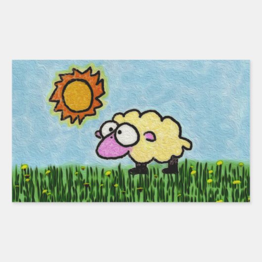 Sunny Sheep Rechthoekige Sticker (Voorkant)