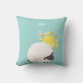 Sunny Sheep - Voeg Jouw naam Cute Alphabet Monogra Kussen